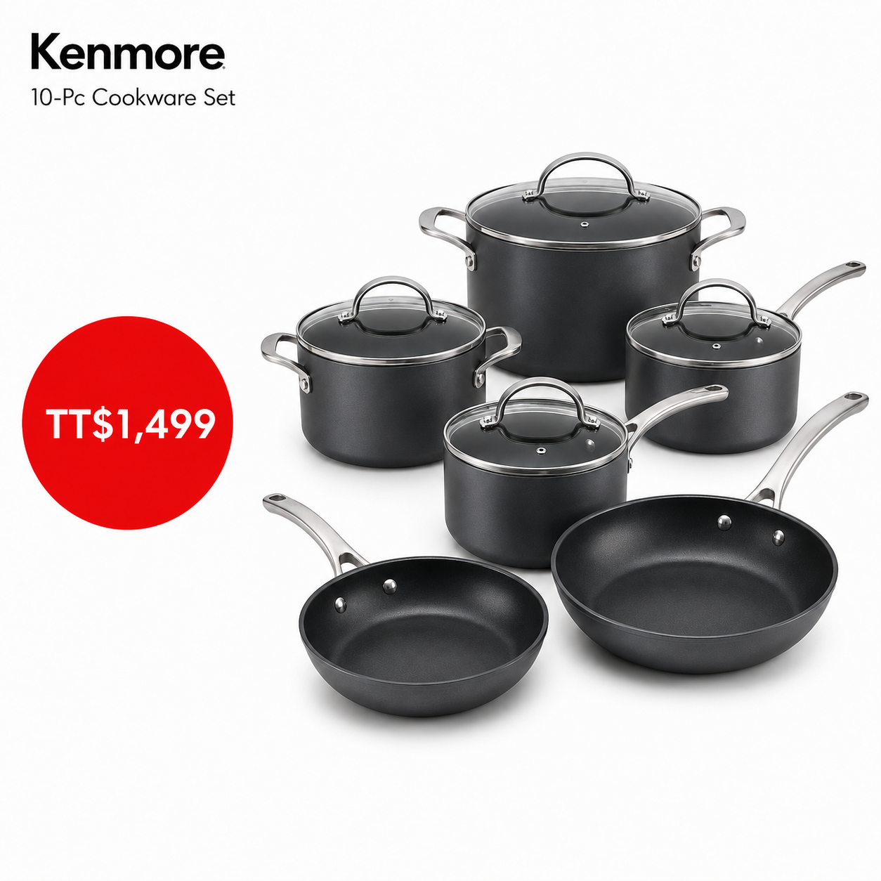 Kenmore PRO 10-Piece Hard Anodized Cookware Set